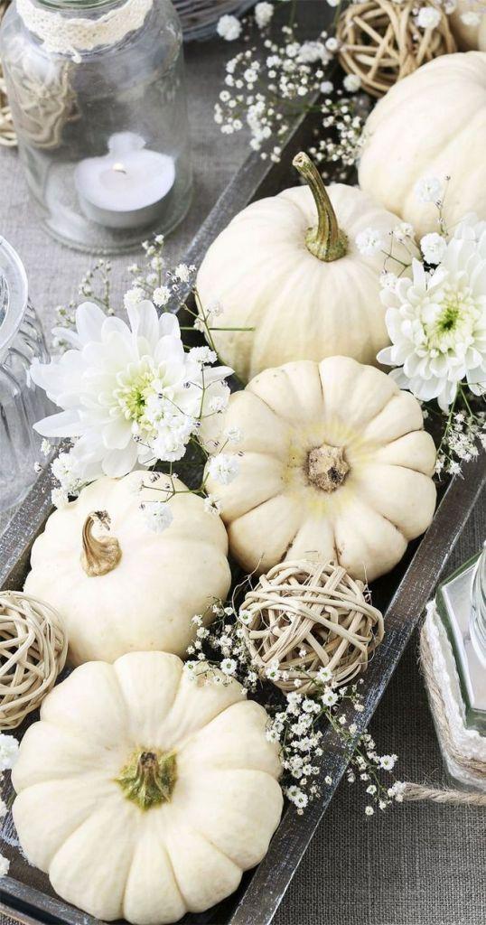 white pumpkins wedding decor