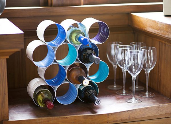 tin can wine rack