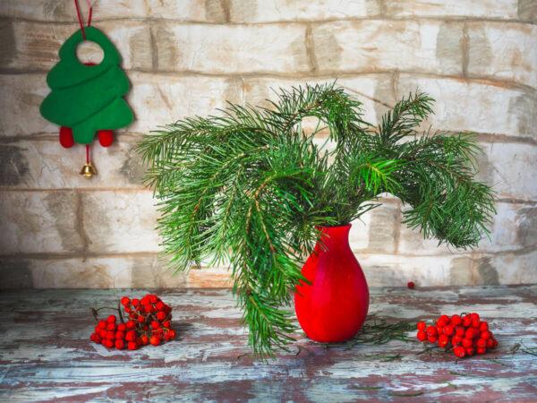 red christmas vase