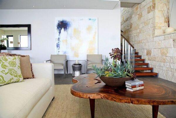 Raw wood coffee table