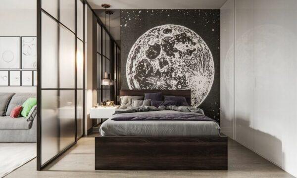 Glass partition wall for bedroom