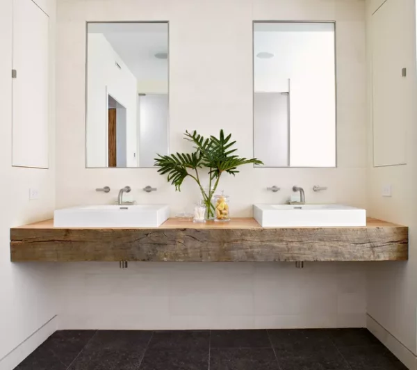 wood floating vanity