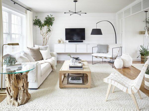 white walls living room