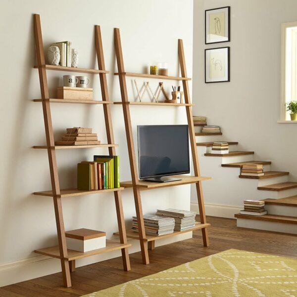 wood ladder bookshelf