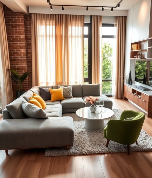Living Room Inspiration with Brick Wall Accents