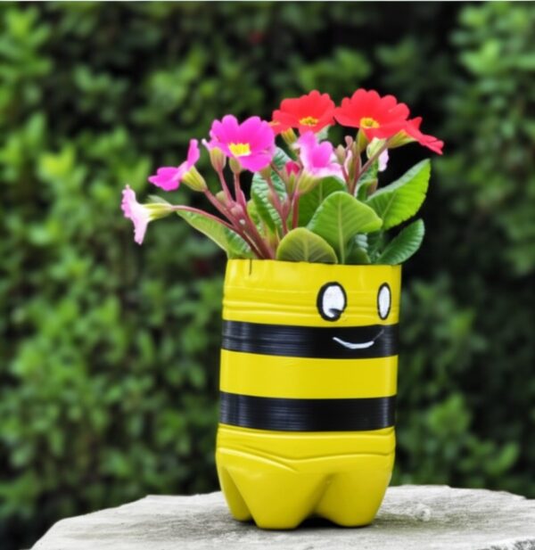 plastic bottle planter painting