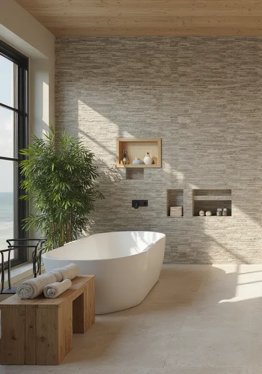 stone walls bathroom